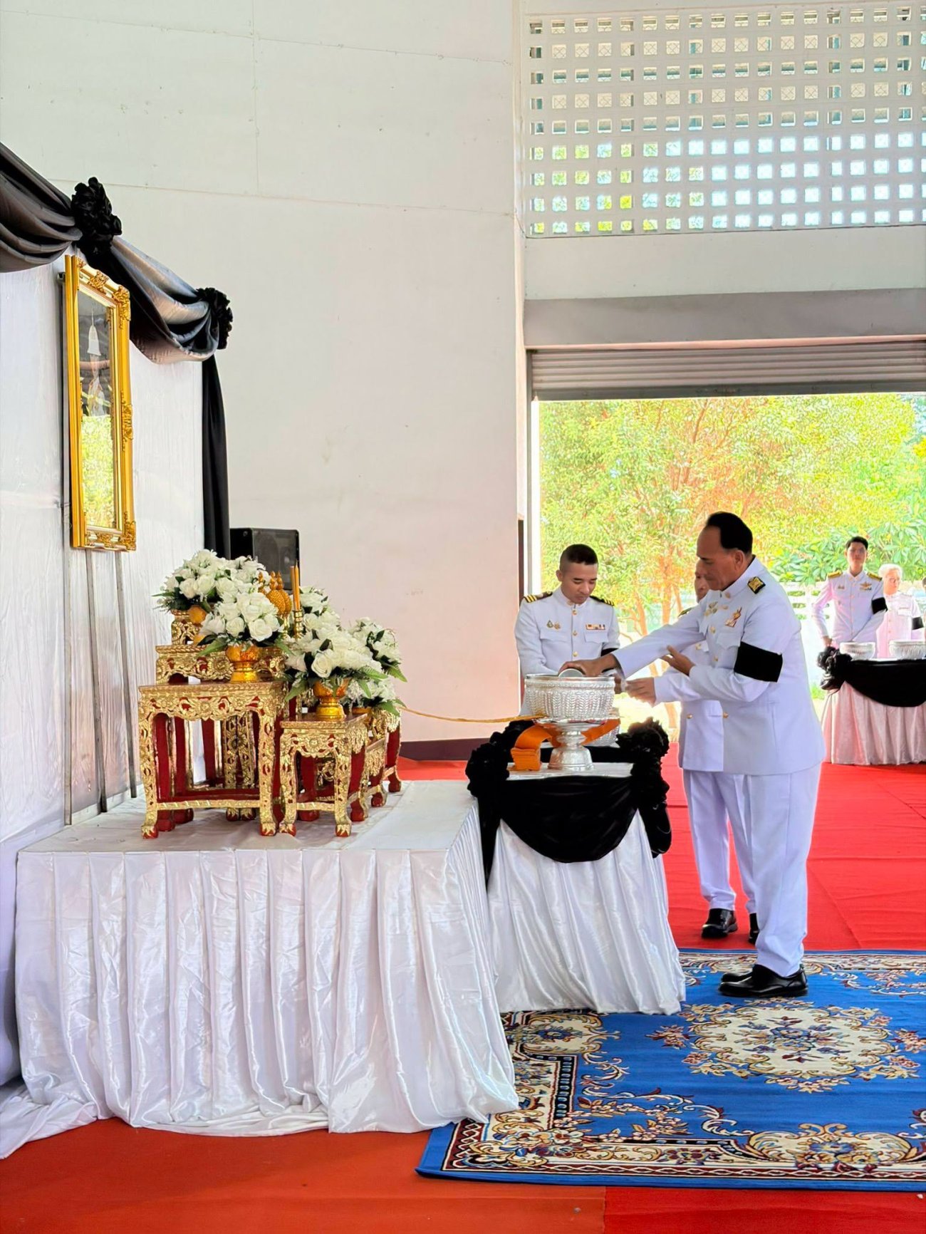 พิธีถวายน้ำสรงพระศพ และพิธีลงนามถวายความอาลัยเบื้องหน้าพระรูปสมเด็จพระเจ้าลูกเธอเจ้าฟ้าพัชรกิติยาภา นเรนทิราเทพยวดี กรมหลวงราชสาริณีสิริพัชร มหาวัชรราชธิดา